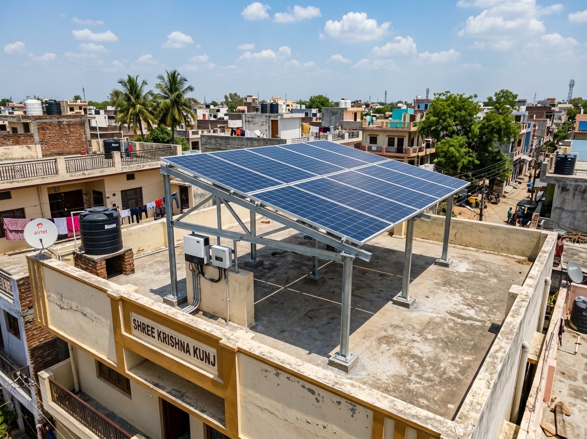 Rooftop solar panel installation on a residential home